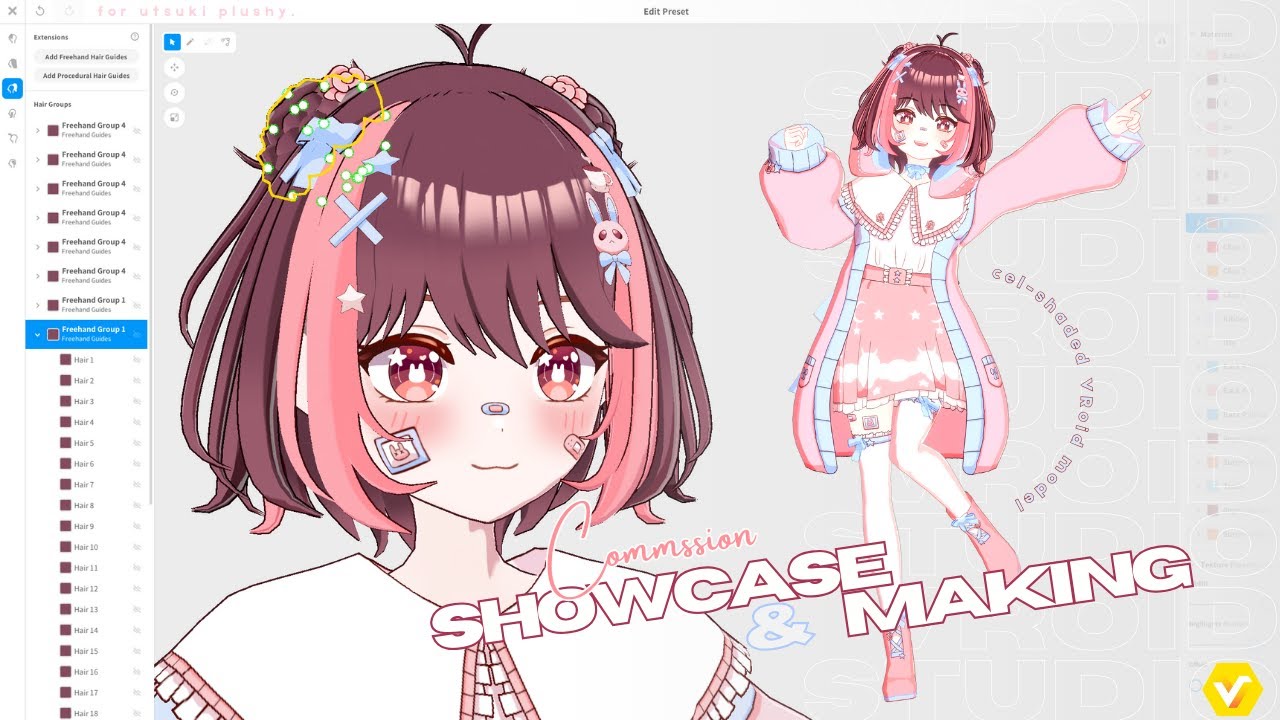 Anime-like VRoid Model Showcase | 3D speed sculpt making 【Commission】for Utsuki Plushy.