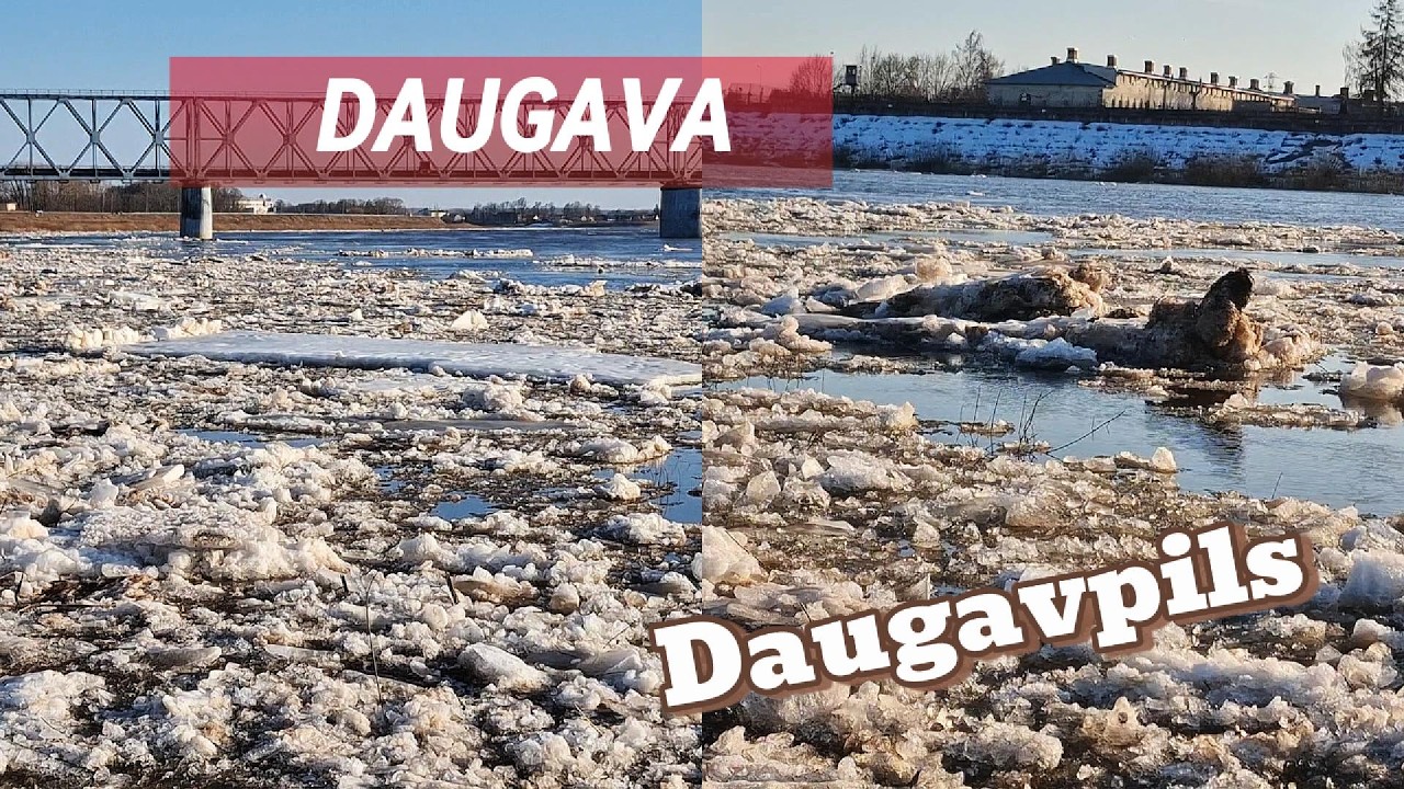 Daugavpils DAUGAVA Ледоход с новой силой Рванул лёд с верховья 15.04.2026
