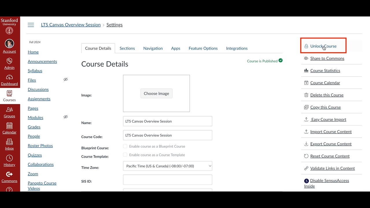Unlock Canvas Course
