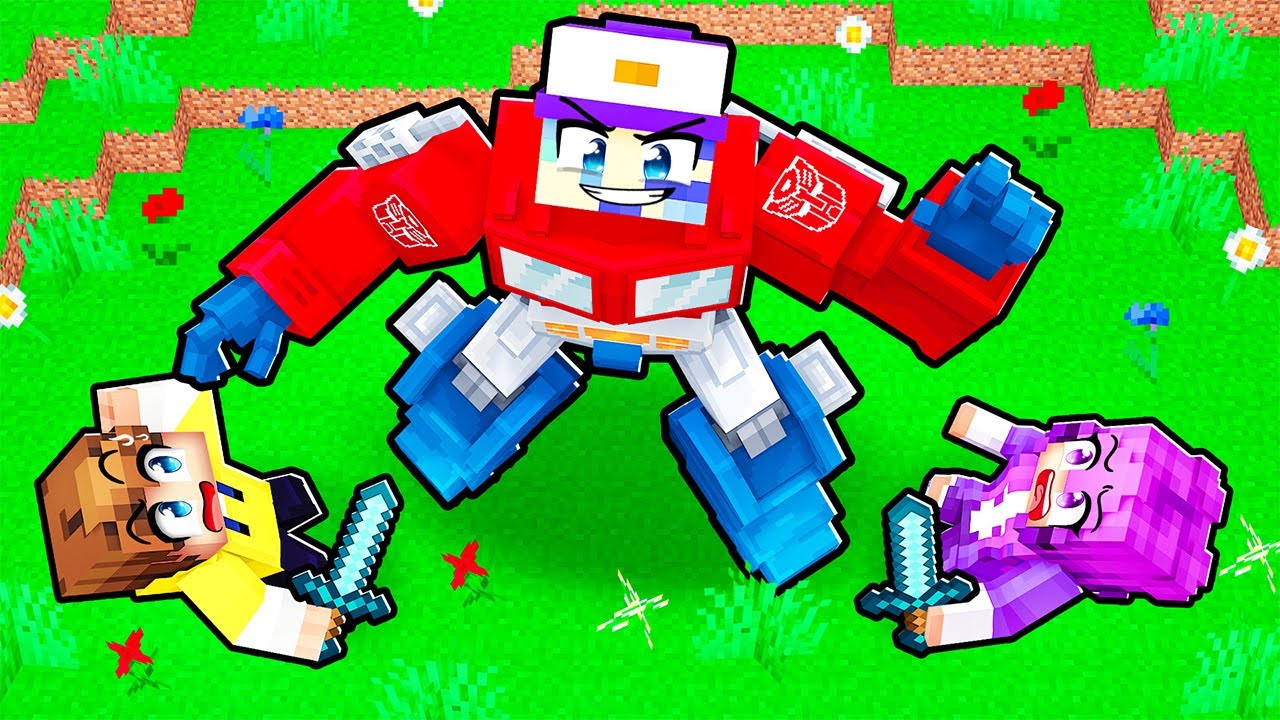 Hunters vs TRANSFORMER Speedrunner in Minecraft…