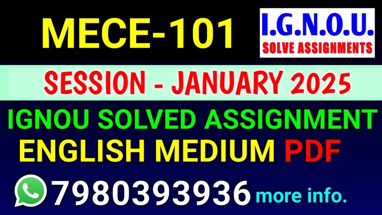 MECE-101 solved assignment 2025 | MECE-101 solved assignment 2025 | Ignou MECE-101 in English