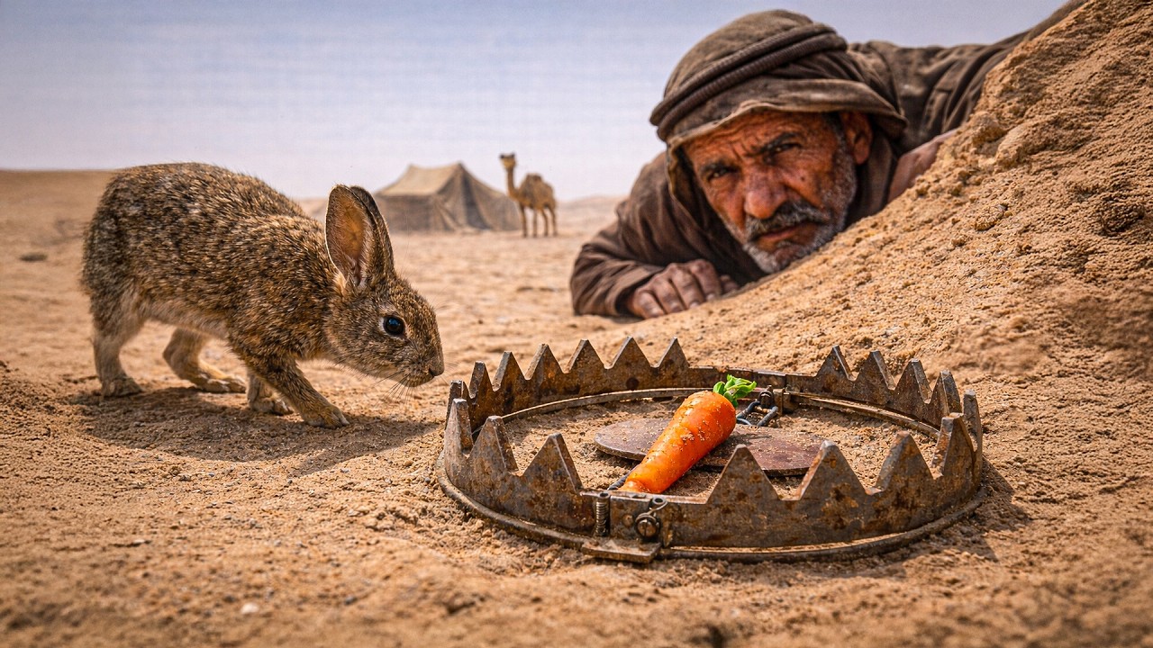 Surviving 52°C Desert Heat in Saudi Arabia | Hunting & Cooking Desert Rabbits