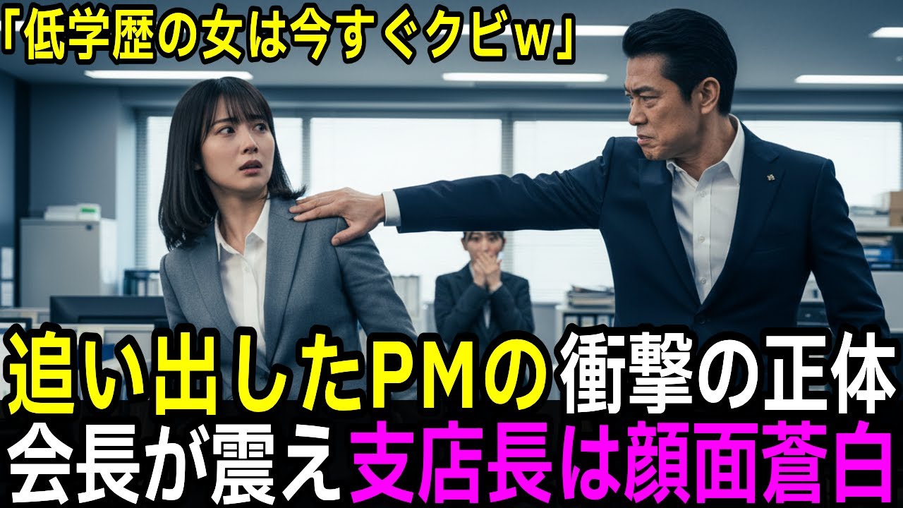 「低学歴の女はクビだ！」と有能なPMを追い出した支店長。翌日、本社会長が震える衝撃の正体だと判明し、支店長は顔面蒼白になる結果に【感動する話】【朗読】