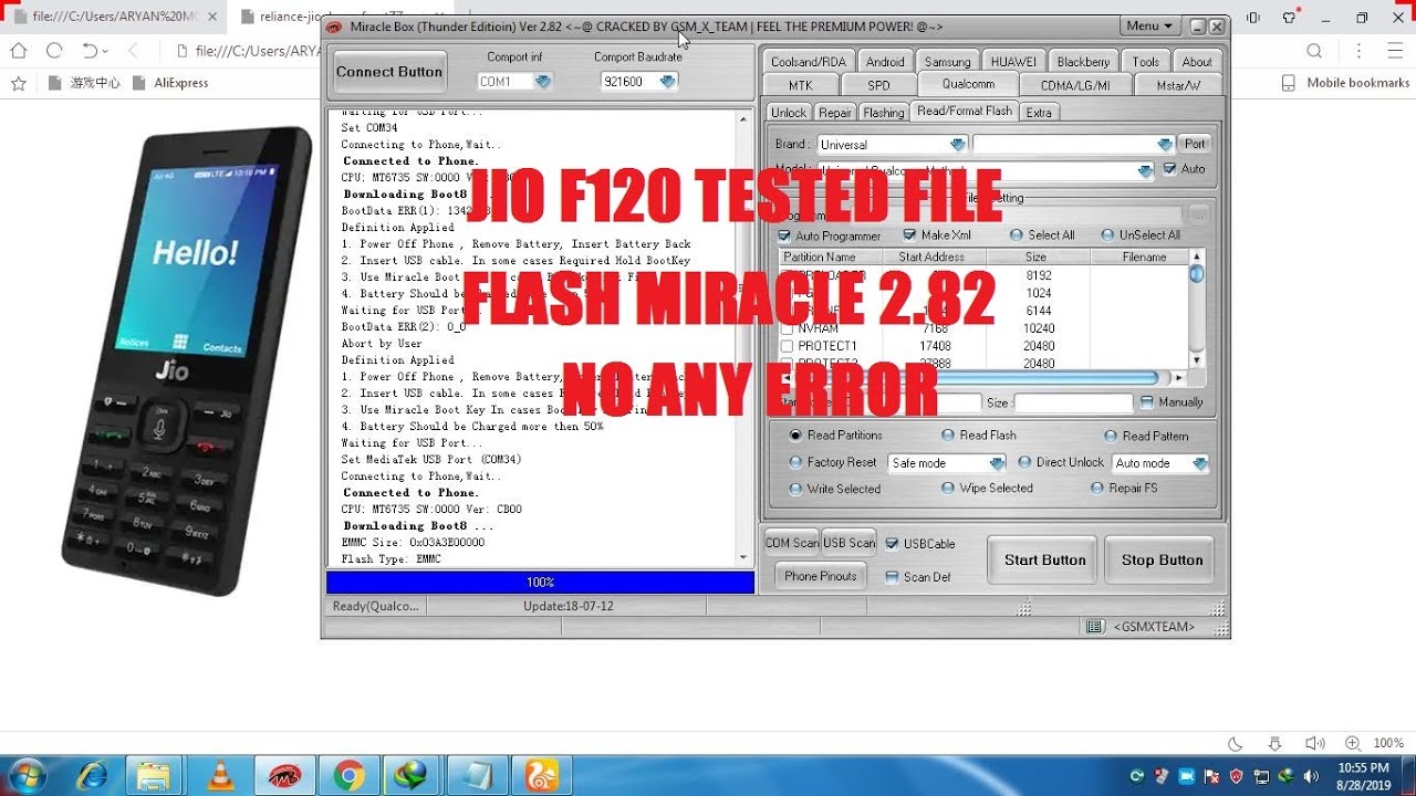 Jio F120B Flash Without Error tested