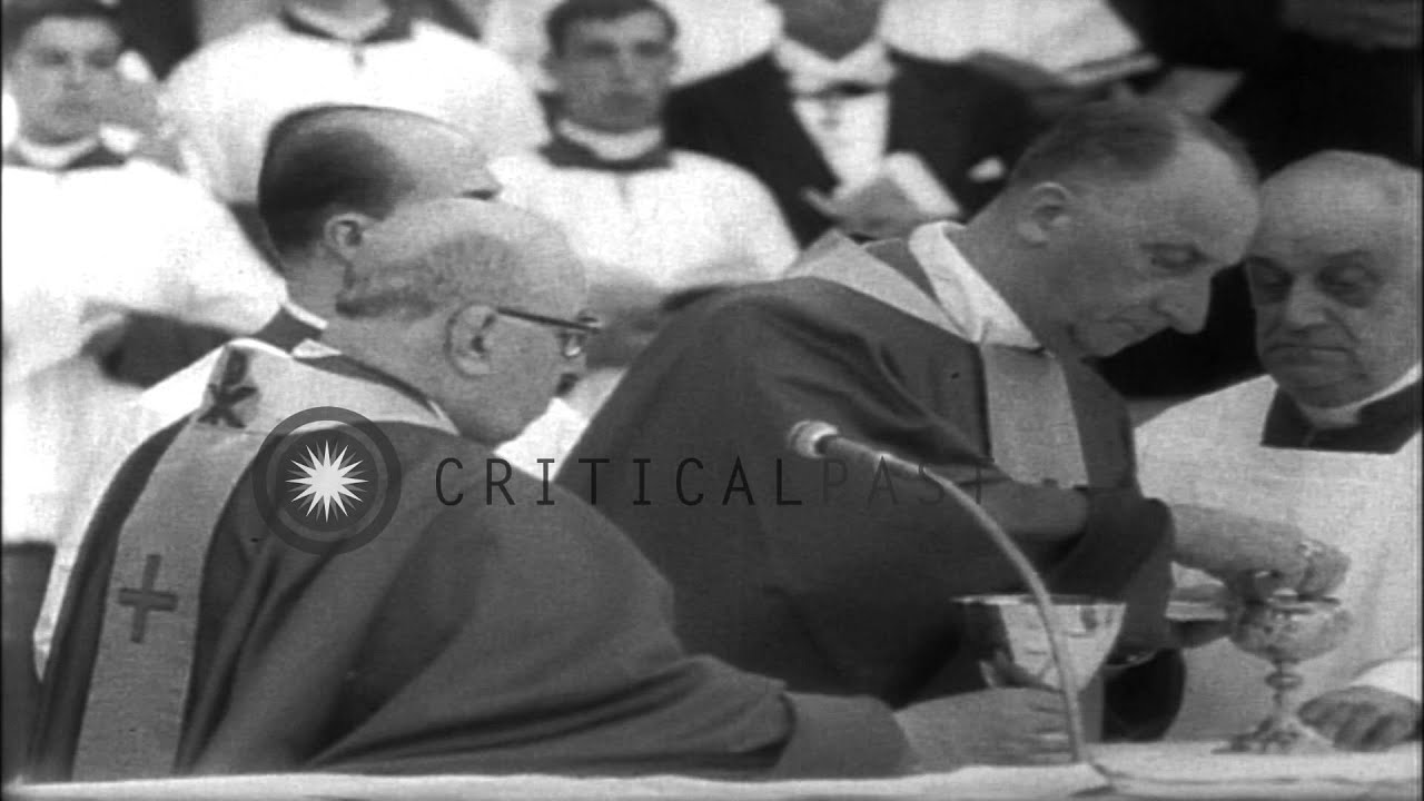 Pope Paul VI elevates new Cardinals at Vatican's Sistine Chapel in Rome, Italy. HD Stock Footage