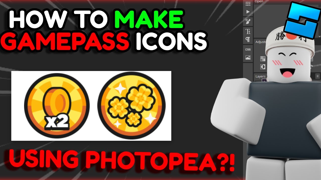 How To Make Gamepass Icons Using Photopea?! ( Roblox Studio )