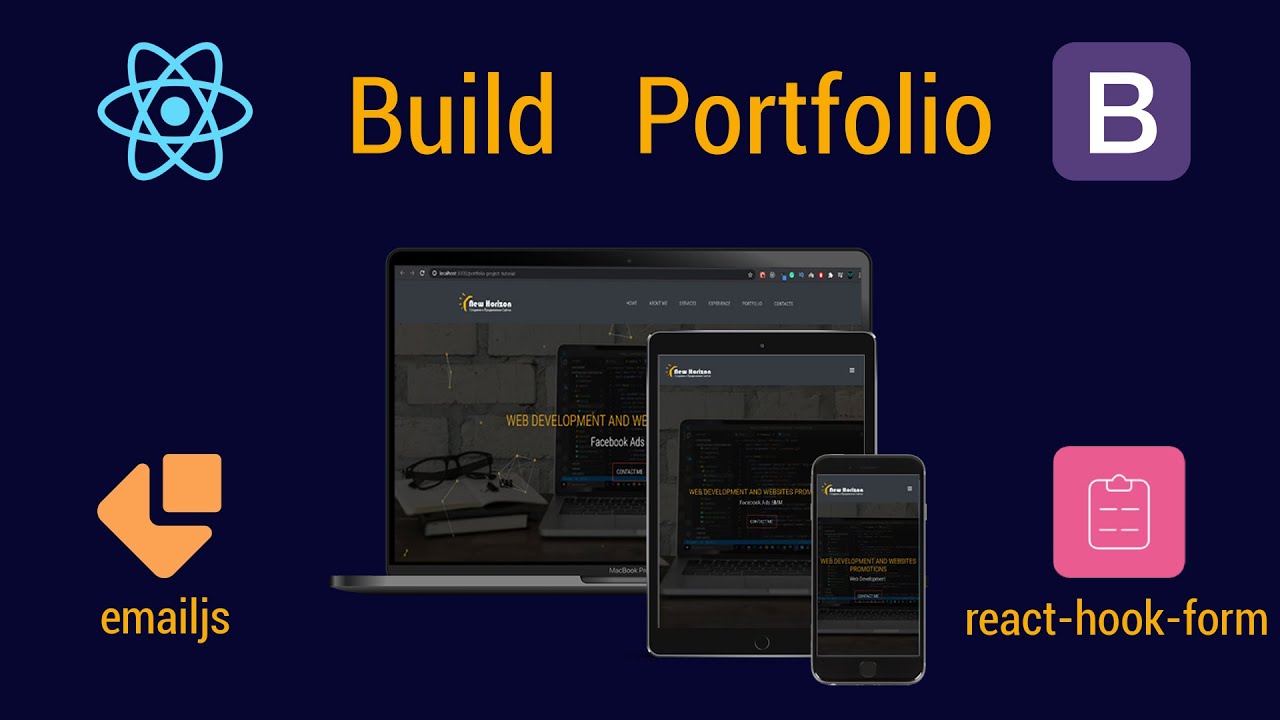 React JS & Bootstrap | Build Portfolio App | 4K