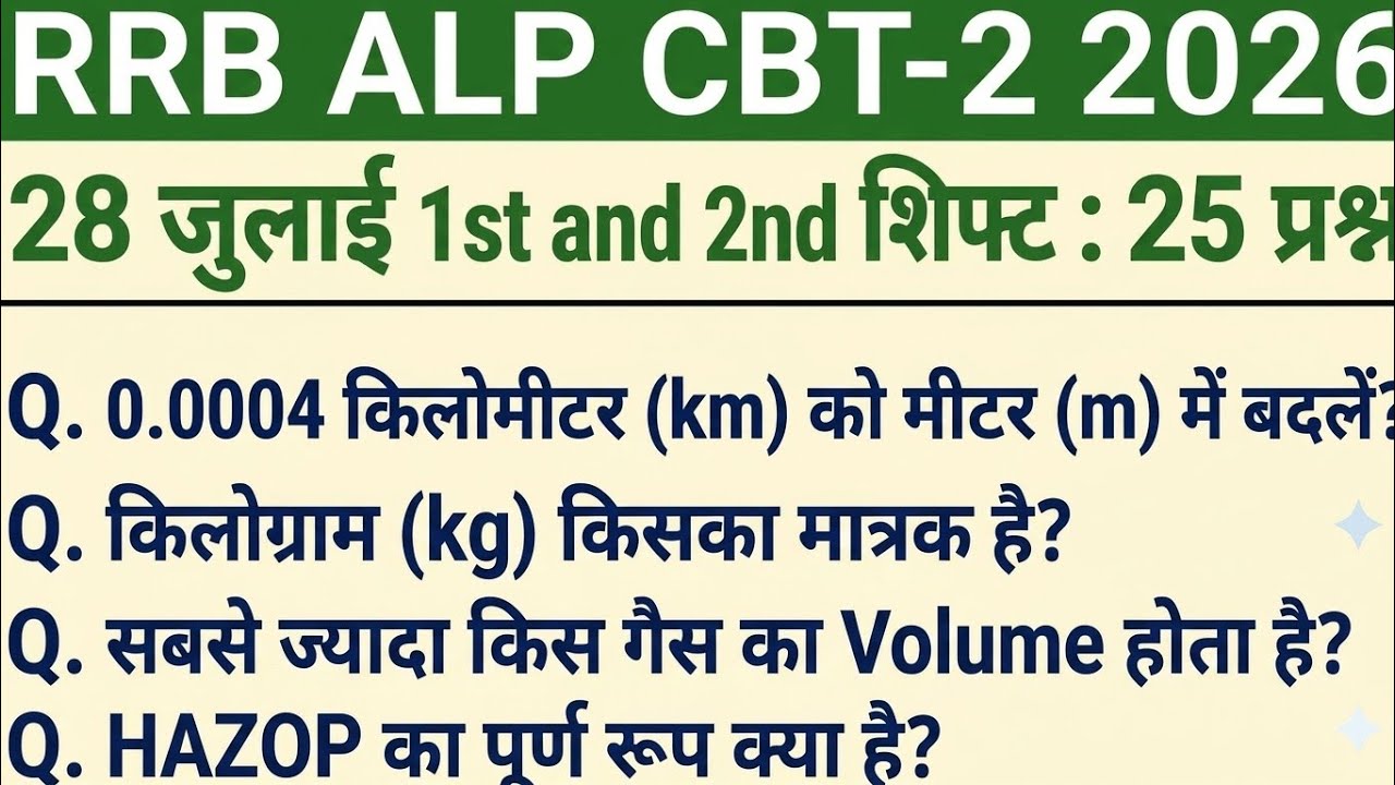 RRB ALP CBT 2 28 July 2nd shift paper analysis2026|RRB ALP CBT 2 28July 1st &2nd paper analysis2026