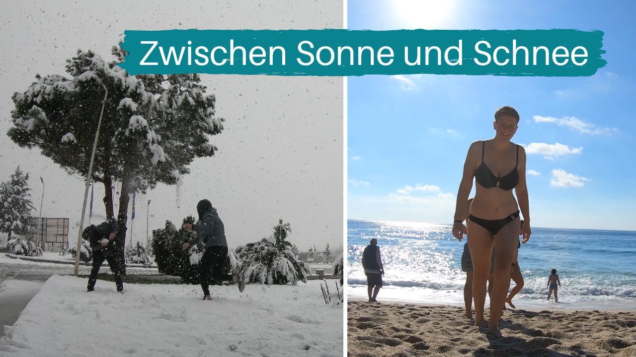 #24 SCHNEEBALLSCHLACHT und BADEN im Meer, schöne Kontraste in der Türkei - Weltreise Vlog