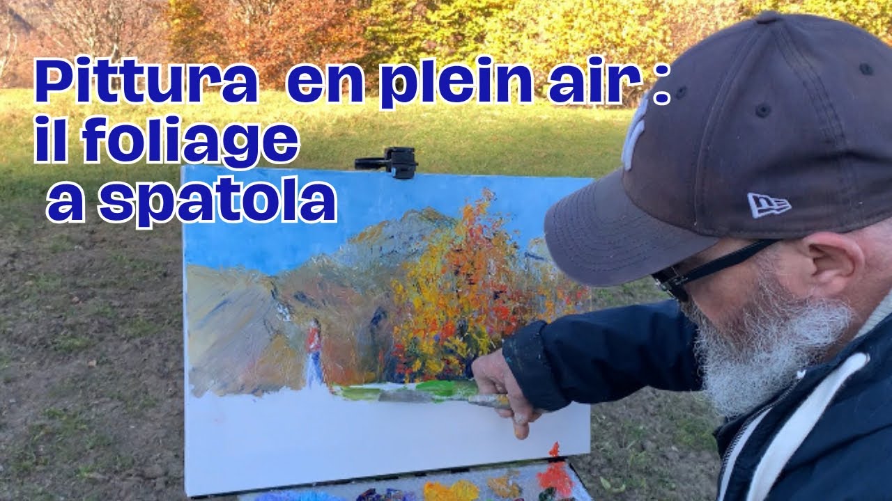 Dipingere a a spatola un paesaggio autunnale dal vero , con colori ad olio 