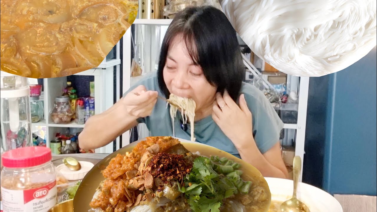 ငါးခူဆန်လှော်မုန့်ဟင်းခါး ချက်စားပါသည် Moghinga which is included snake fish with roasted  rice