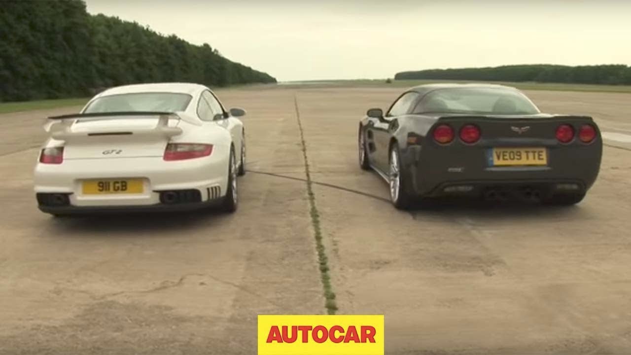 Porsche 911 GT2 против Corvette ZR1 — дрэг-рейсинг от autocar.co.uk