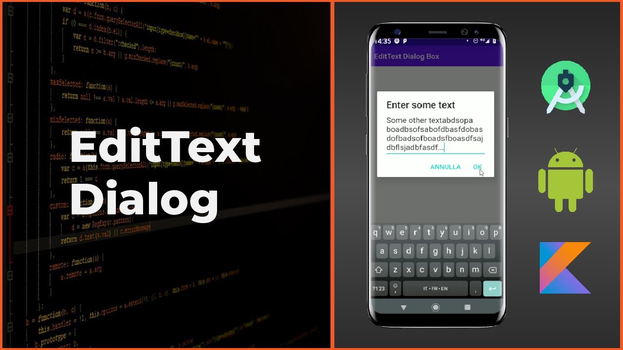 EditText Dialog Box in Android Studio Tutorial (Kotlin 2020)