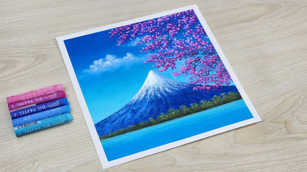 Cherry Blossom Oil Pastel Drawing | Step by Step Drawing for Beginners