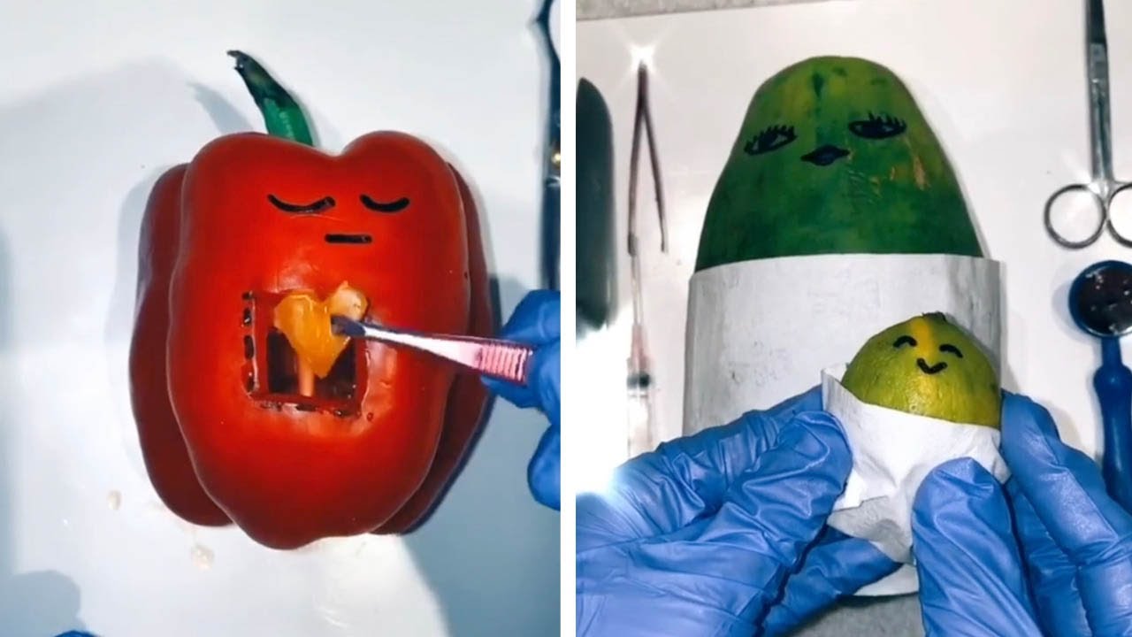 Girl Creativity Does Surgery On Fruits