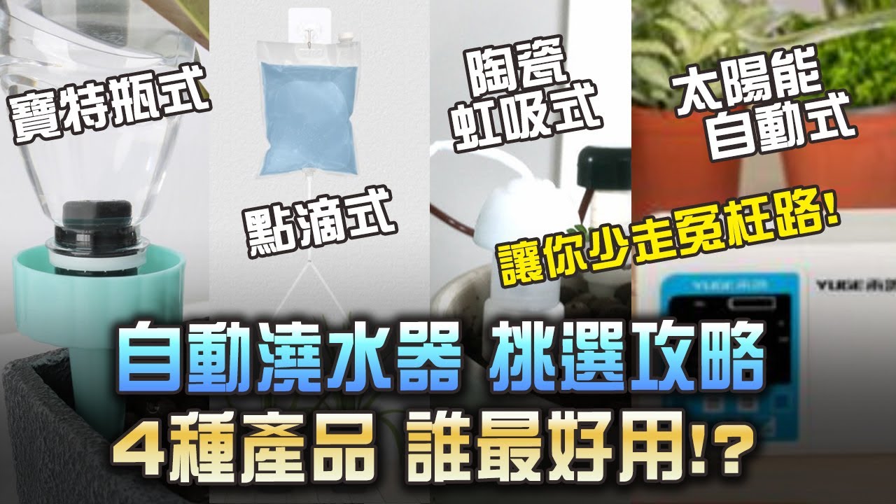 【K 3C】盆栽自動澆水器挑選攻略 4款產品實測PK!｜園藝、花卉、太陽能、DIY、盆栽