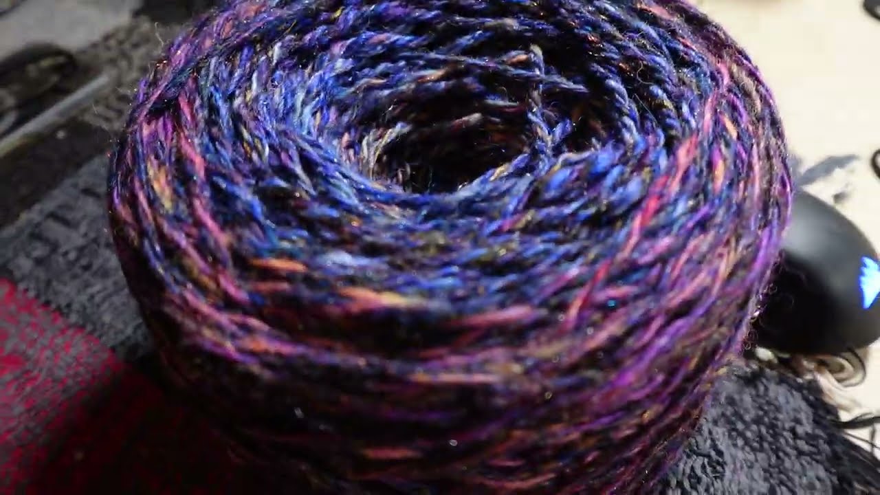 Hand Spun Starry Night Yarn on a Yarn Winder