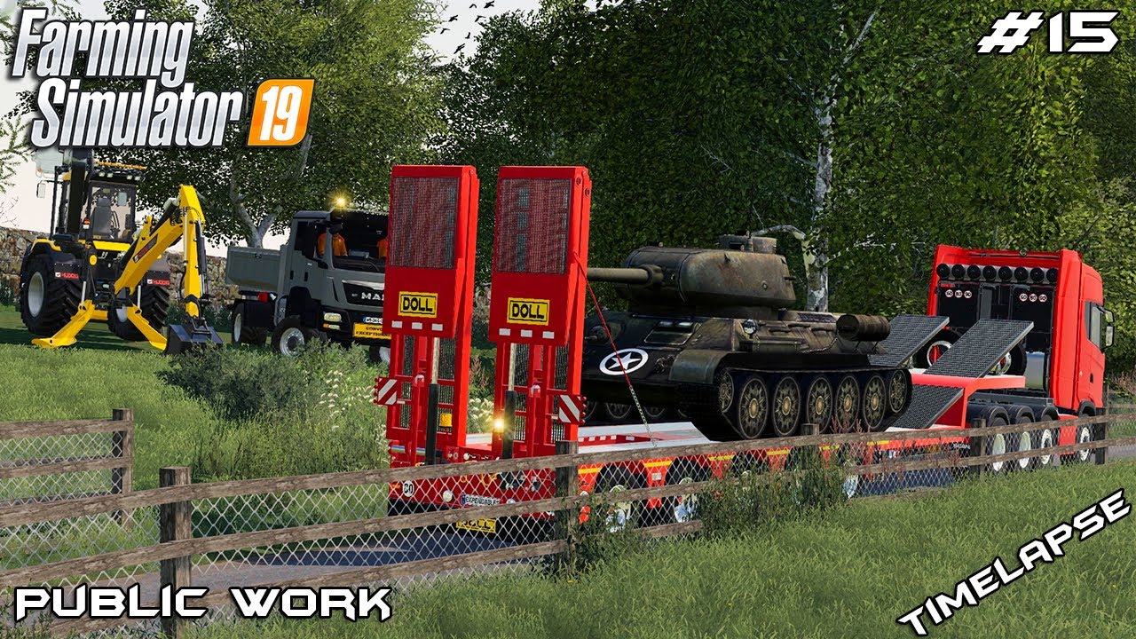 Rescuing tank from forest & tree removal | Public Work Sandy Bay | Farming Simulator 19 | Episode 15