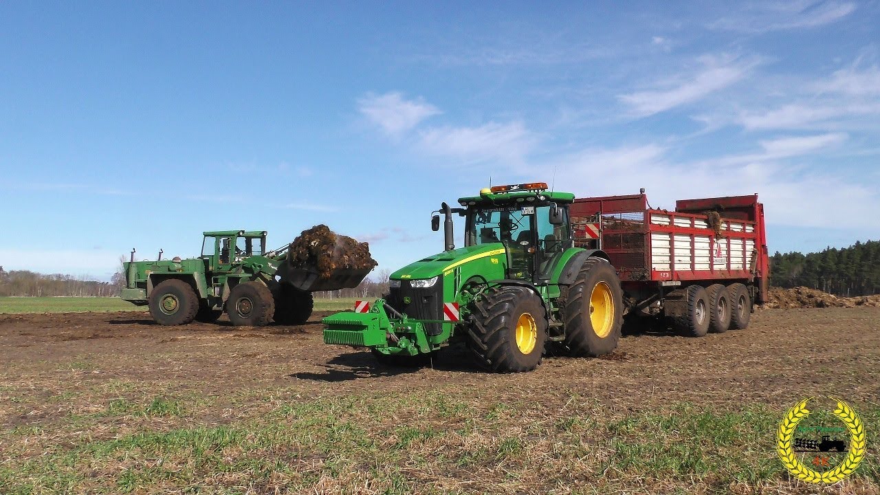 John Deere 8285R und Annaburger Tridemstreur HTS 29.79 beim Miststreuen 2018