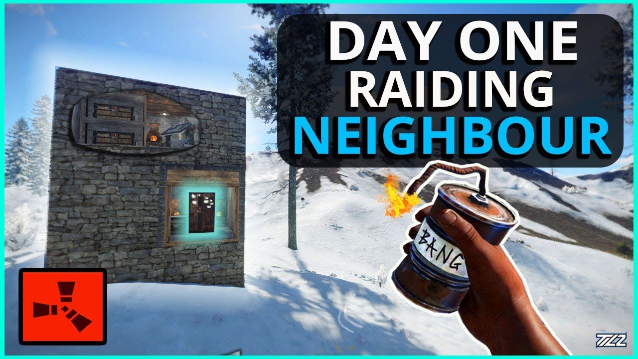 DAY ONE RAIDING My New NEIGHBOUR!! Rust Solo Survival Gameplay ep1