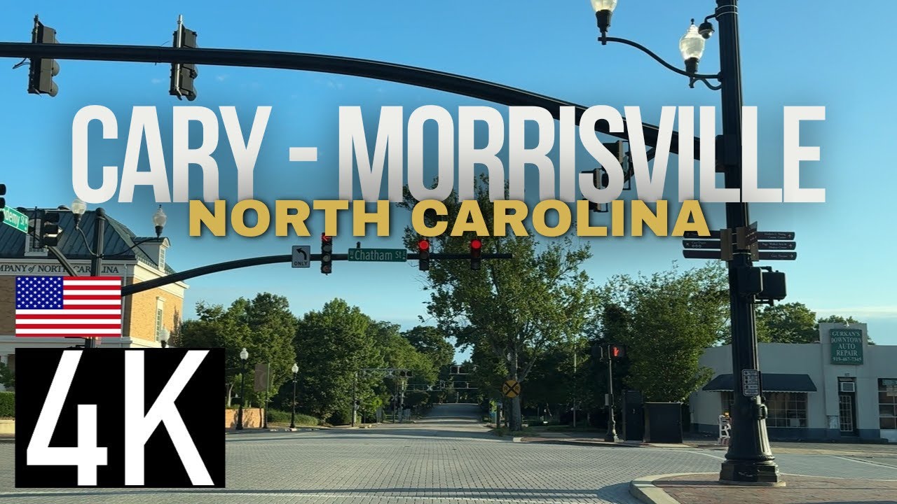 Road Tour of Cary & Morrisville, North Carolina in 4K - Downtown Cary, NC - Raleigh Suburbs