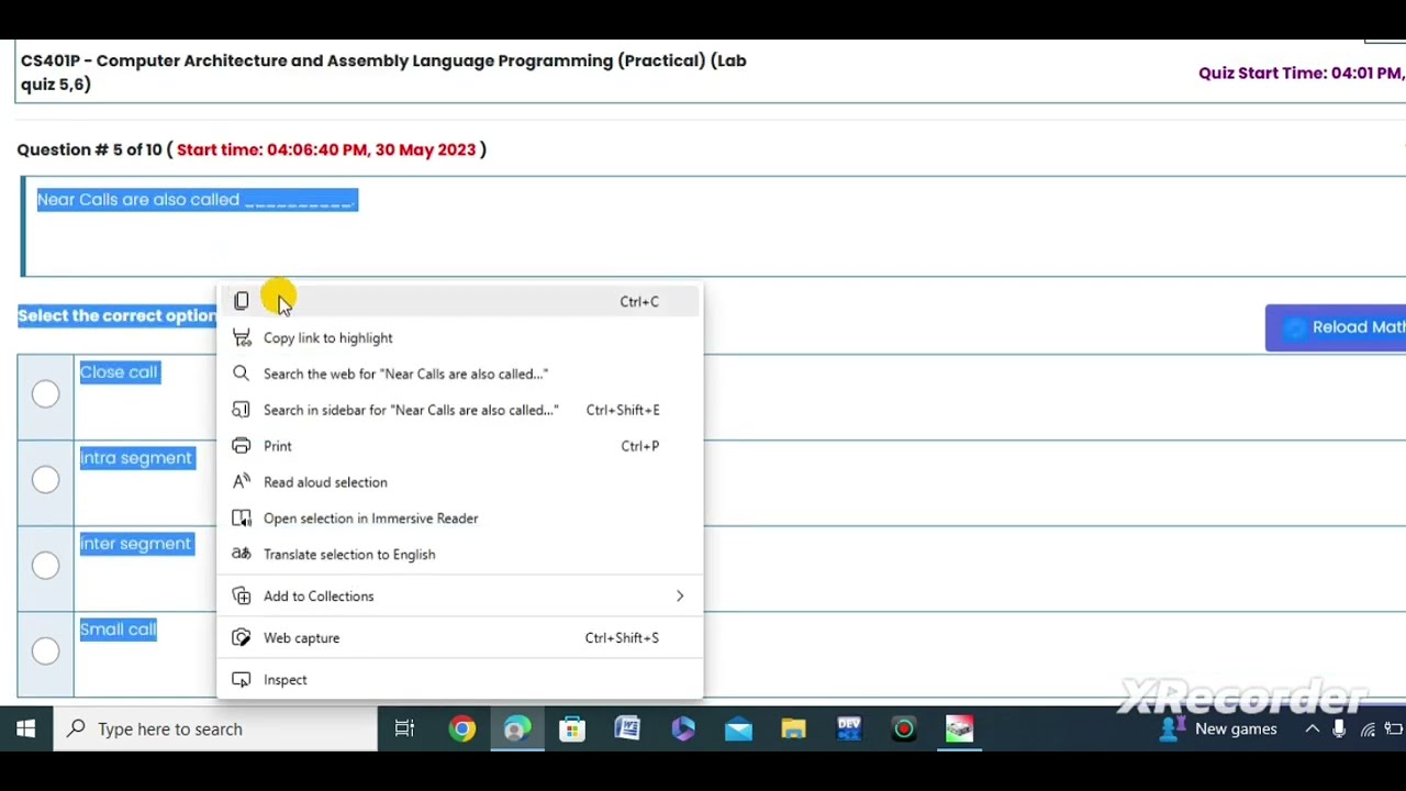 CS401 Lab quiz 5 and 6 || CS401p quiz 5 and || Computer Architcture and Assembly Language Programing