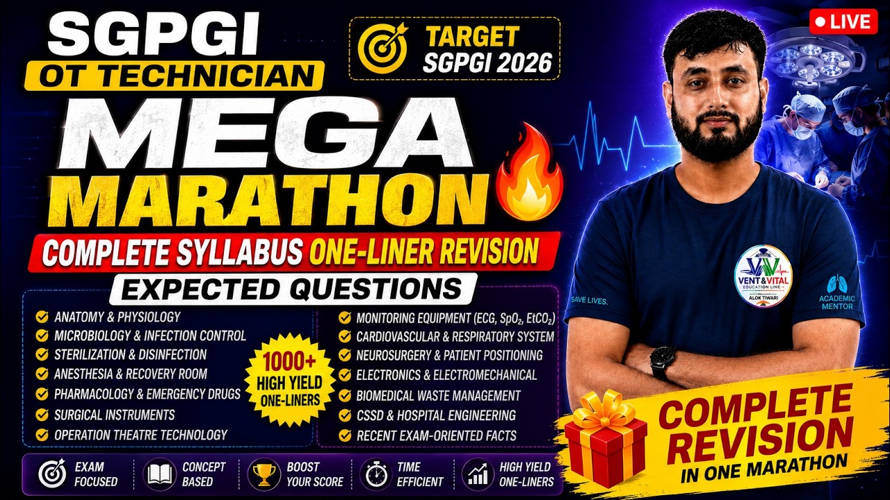 SGPGI OT Technician Mega Marathon 🔥 Complete Syllabus One-Liner Revision | Expected Questions-2026