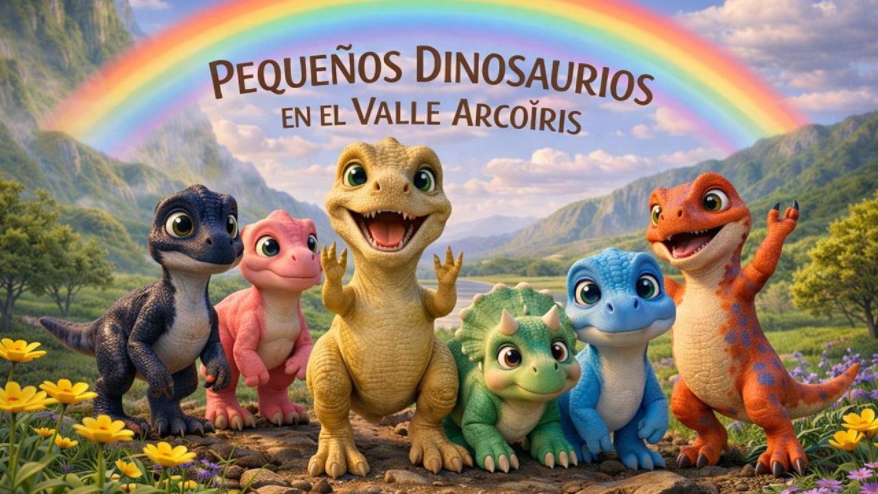 Pequeños Dinosaurios en el Valle Arcoíris 🌈 Cuando la Luz es Compartida  Animación para Niños