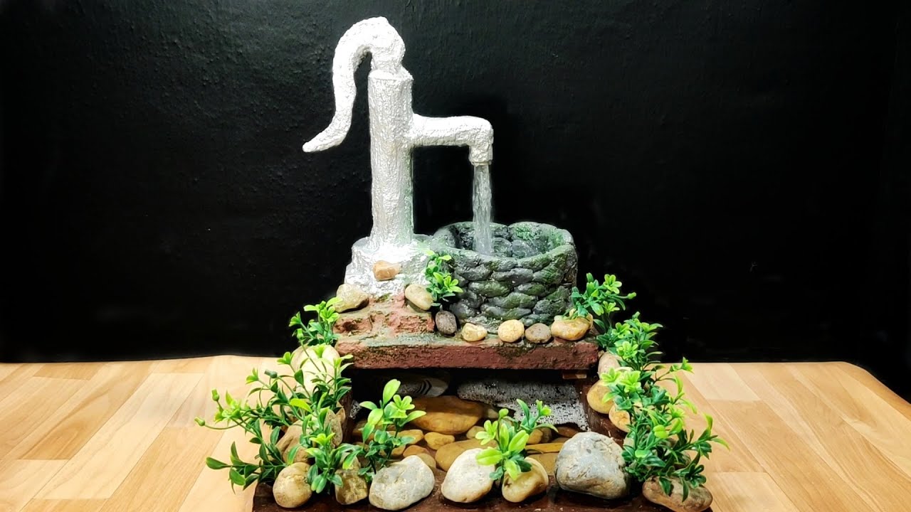Awesome handpump waterfall fountain making at home