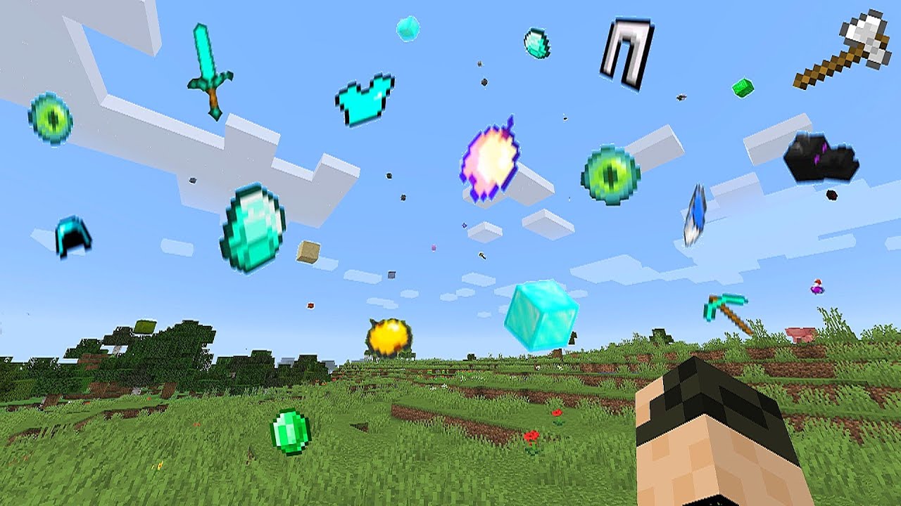 Minecraft pero LLUEVEN OBJETOS ALEATORIOS