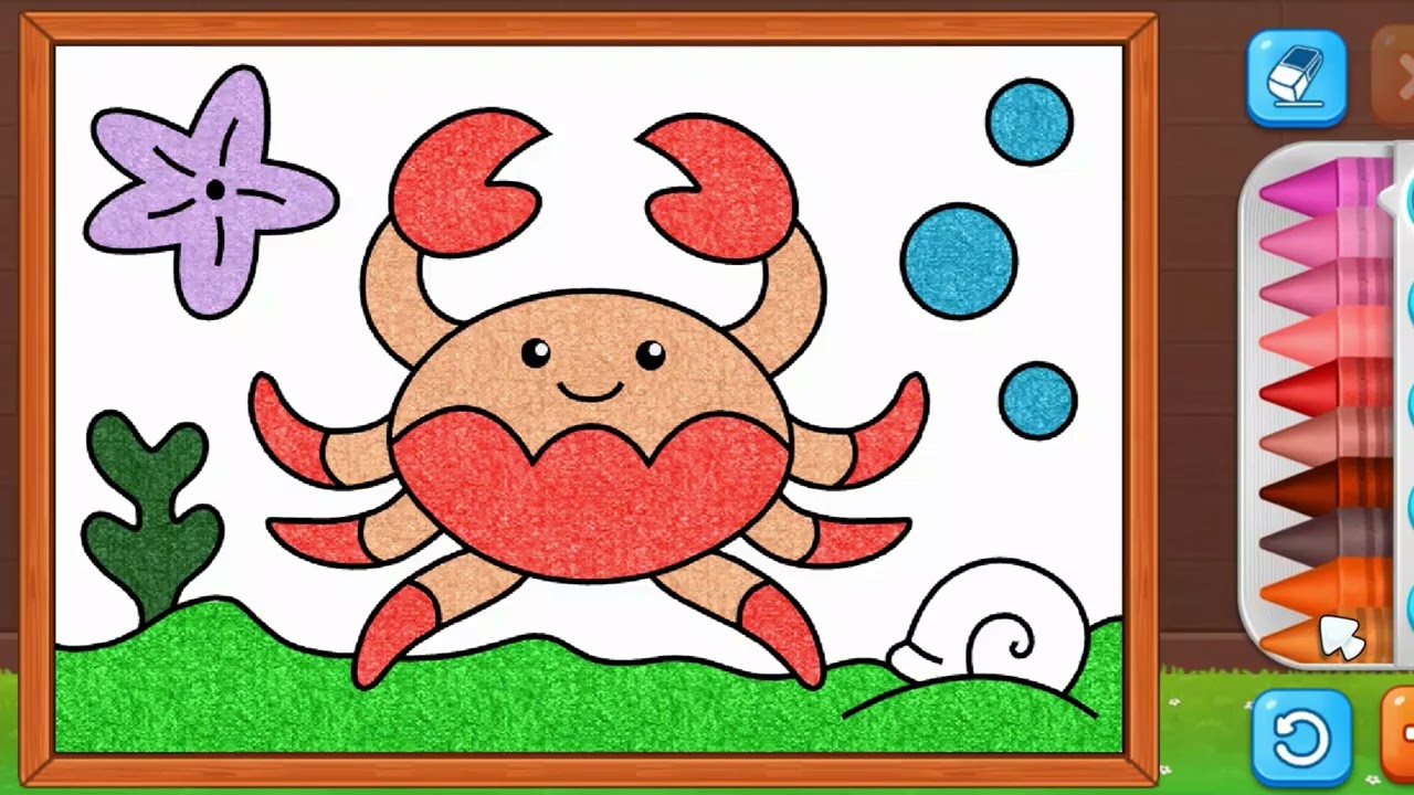 “Cute Crab Under the Sea Colouring for Kids 🦀🌊 | Easy & Fun Ocean Drawing | Wish Colouring”