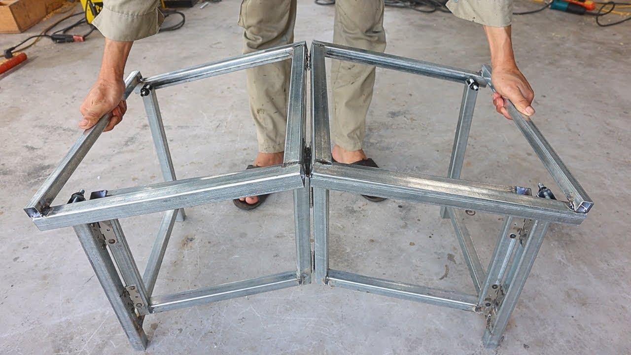 Great idea for a clever craftsman's folding table / Diy smart folding metal