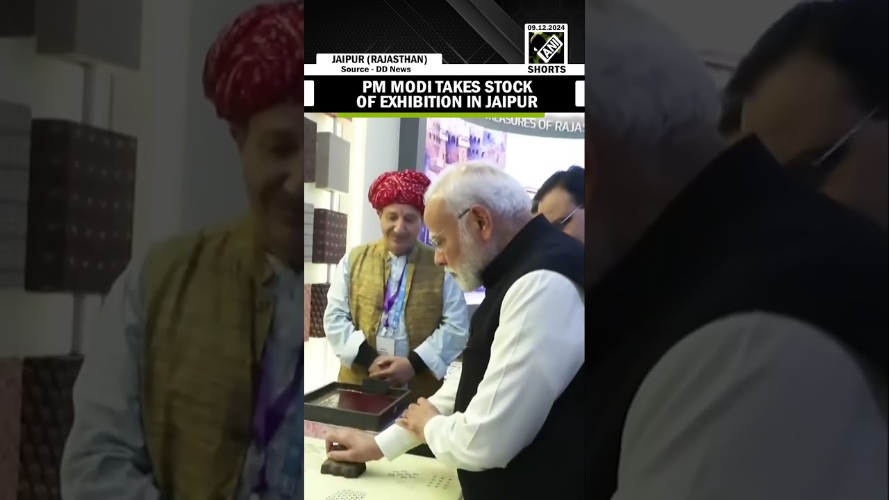 PM Modi takes stock of exhibition in Rising Rajasthan Global Investment Summit 2024 in Jaipur