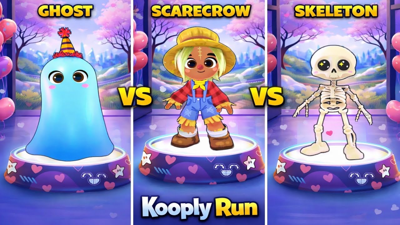 Ghost 🆚 Scarecrow 🆚 Skeleton side by side comparison kooply run