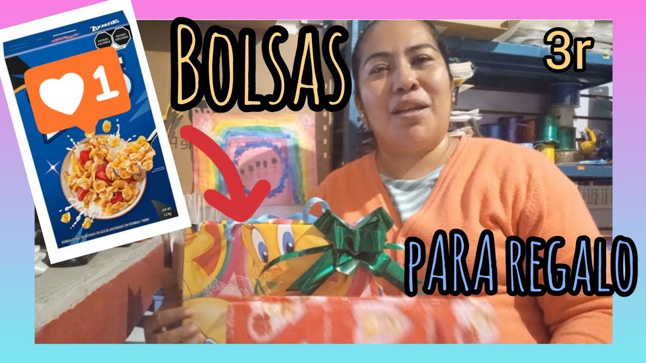 Bolsas para regalo con material reciclado usando cajas de cereal #ReciclaConAnais
