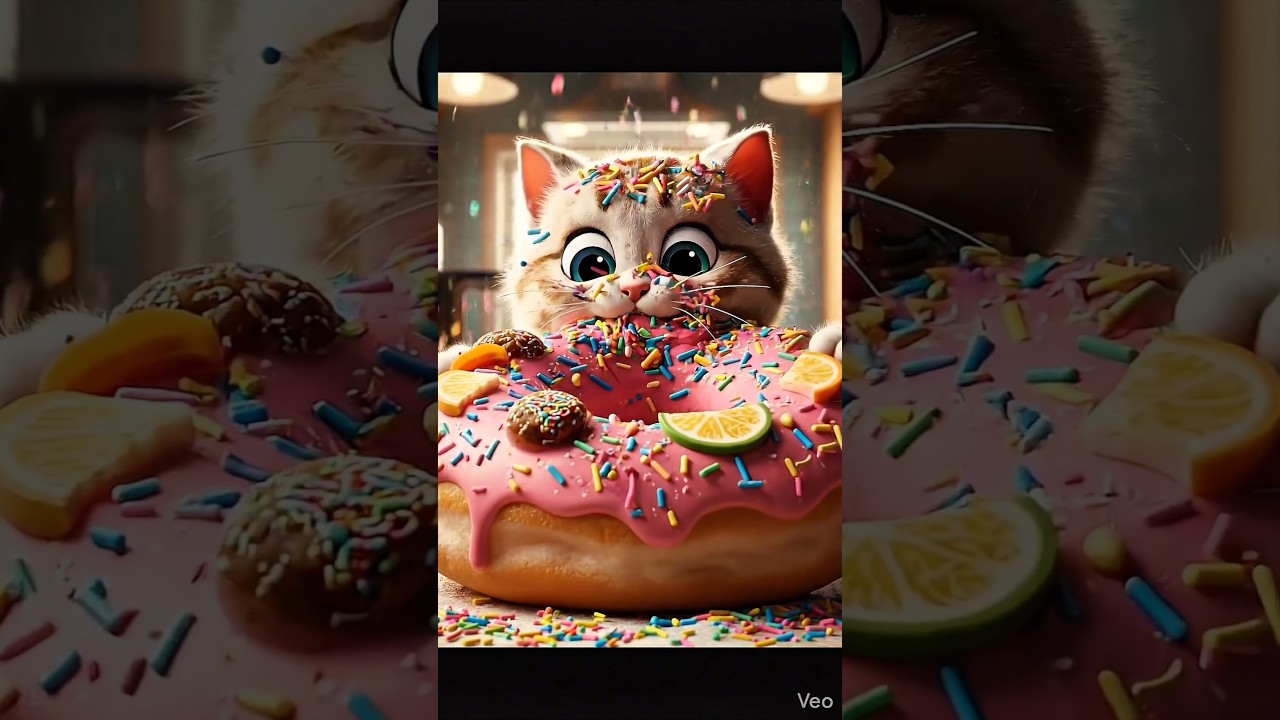 Mom Cat Made the BIGGEST Donut Ever 😱🍩
