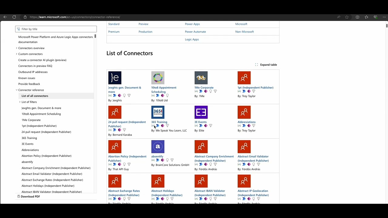 Microsoft Power Platform Core Components - Connectors