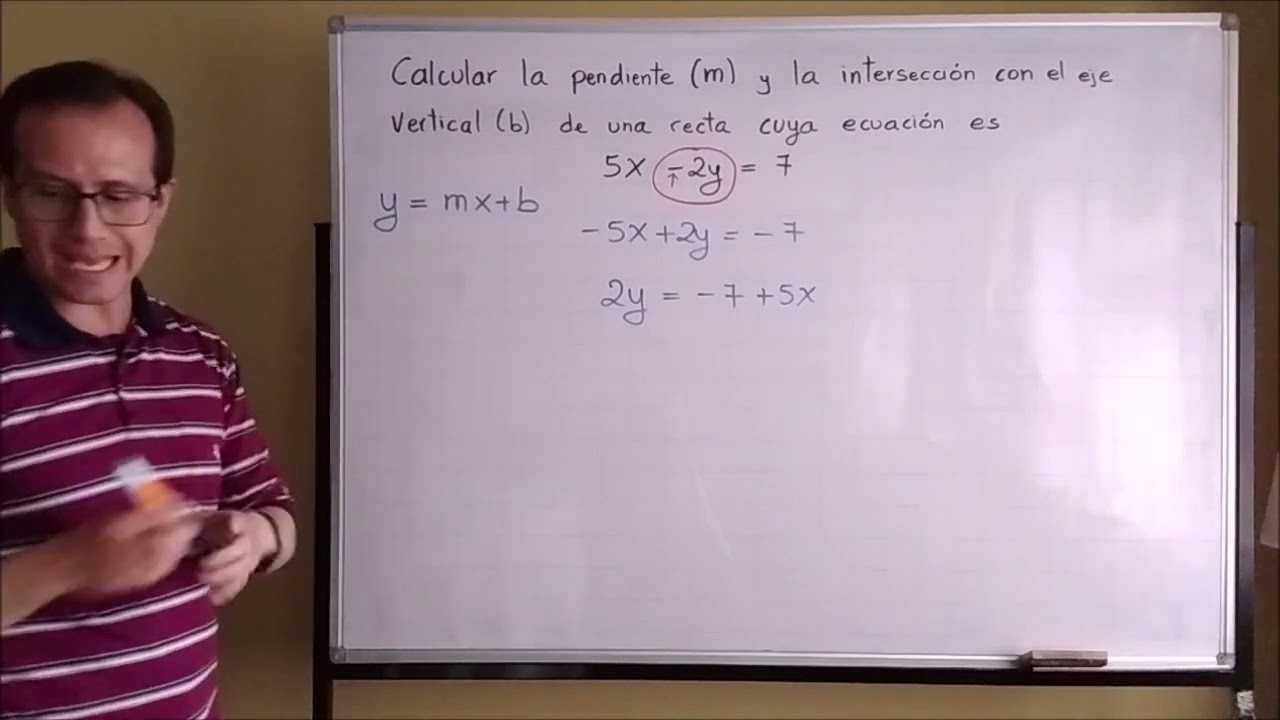 Pendiente de una recta e intersección con el eje vertical. Ecuación: y = mx + b (parte 4)