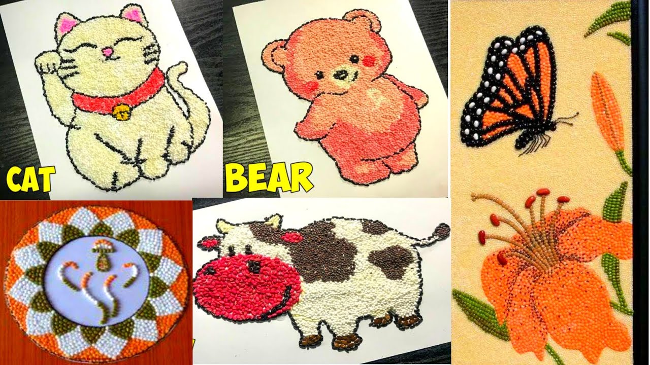 Attractive Pulses Art And Craft Ideas | Pulses Craft | Grains craft | Lentil Craft | Rice Craft 