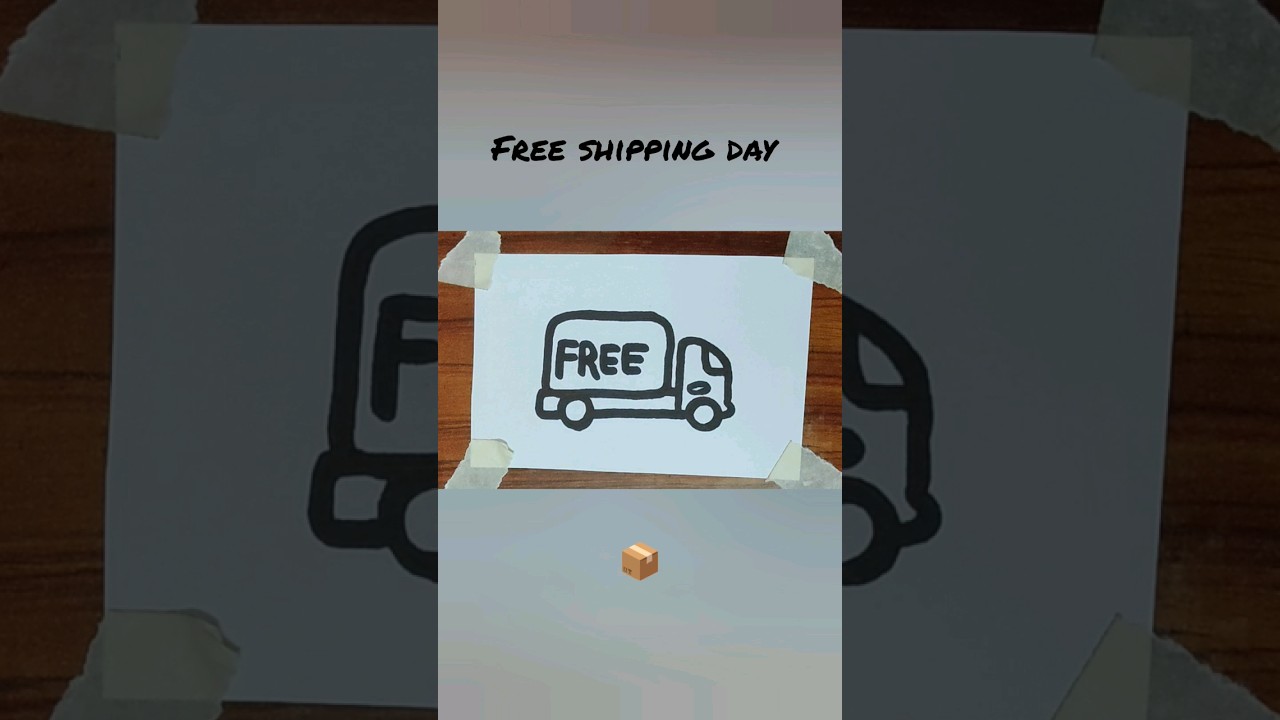 Free shipping day 📦|Drawing free shipping truck 🚛| #freeshipping #freeshippingday #truck #drawing 😃