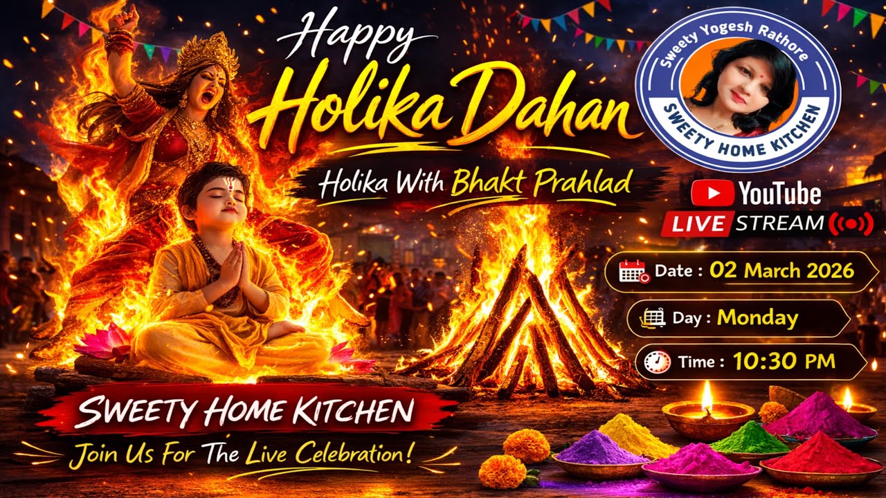 Happy Holika Dahan 2026 🔥 | Holika With Bhakt Prahlad | Live Darshan & Puja | Sweety Home Kitchen