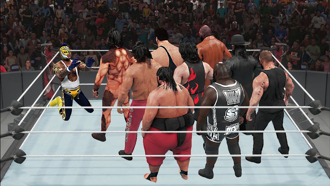 Rey Mysterio vs 20 Giants! - WWE 2K