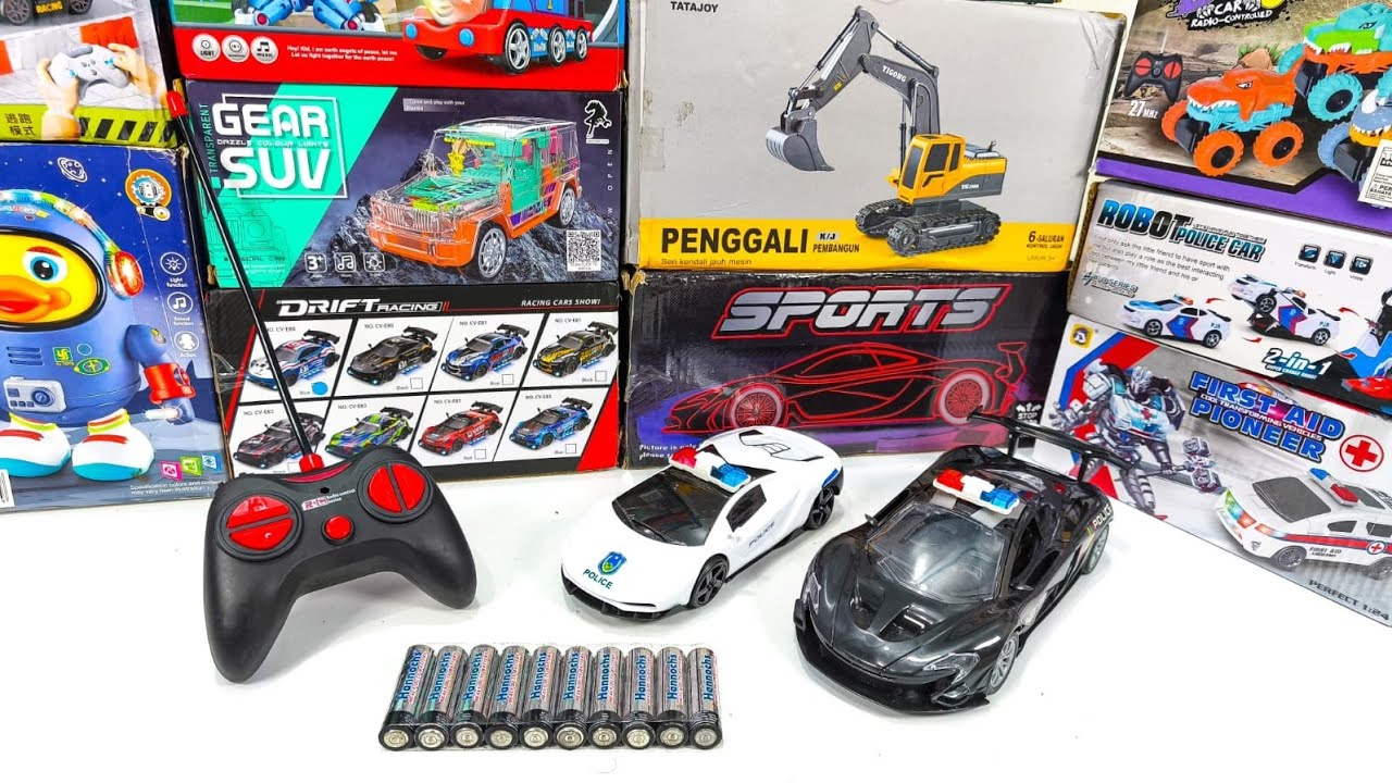 Unboxing RC Sports Car, RC Drift Car, Police Super Car and Duck Dance