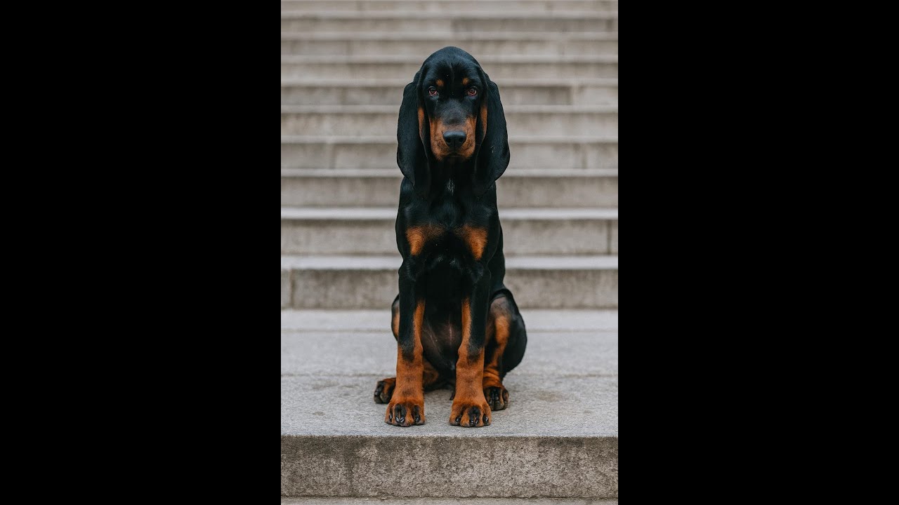 Mantrailing - Zenit, Black and Tan Coonhound puppy