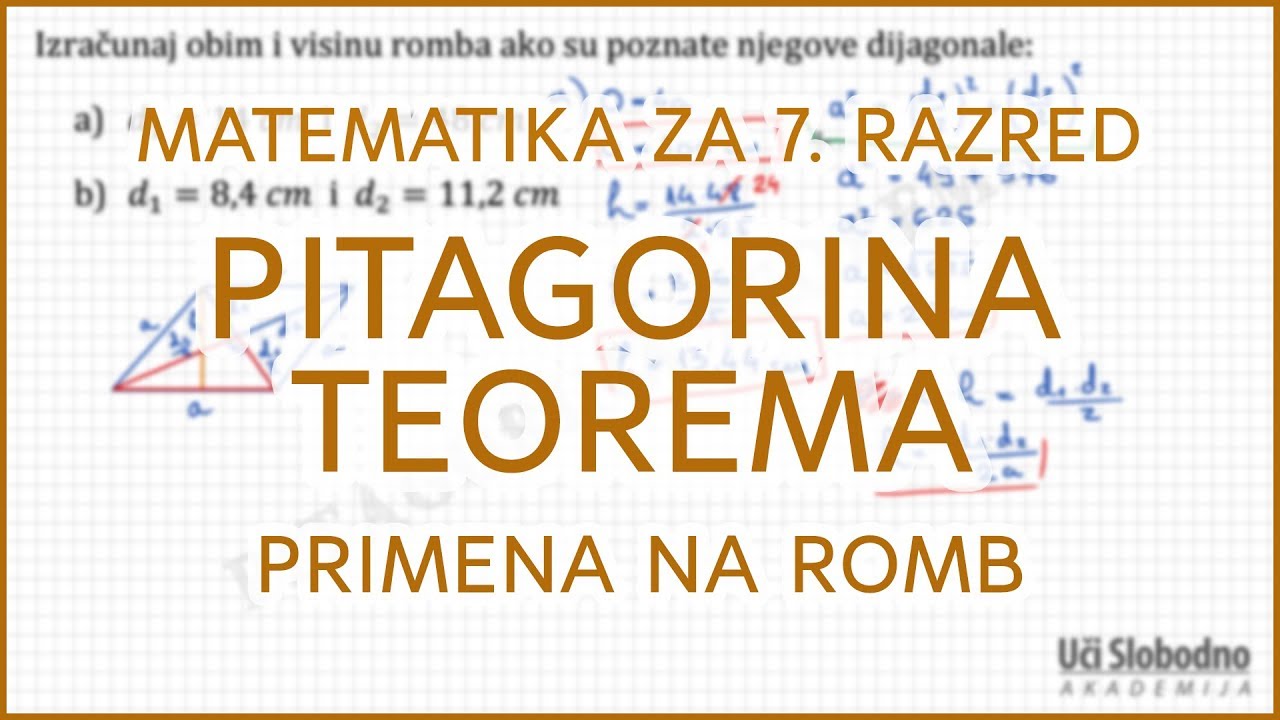 Pitagorina teorema - Primena na romb - Zadatak 1 | Matematika za 7. razred