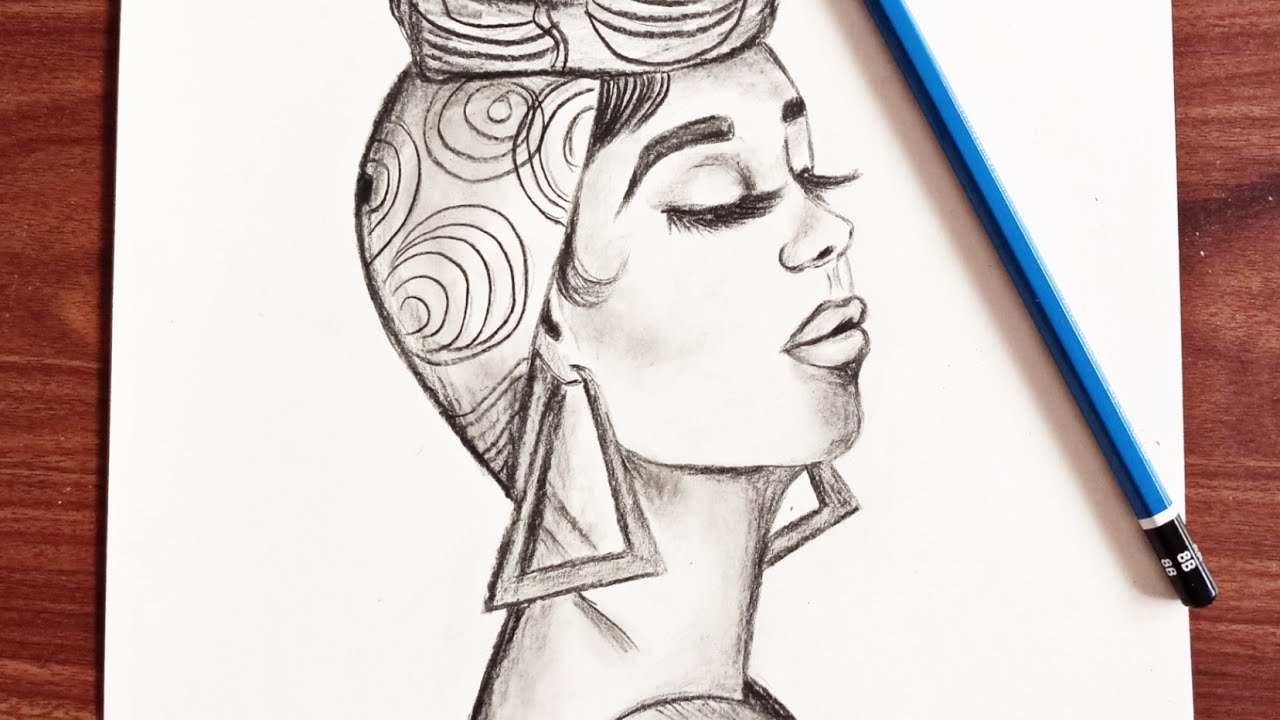 How to draw a beautiful African girl/Pencil sketch/رسم فتاة افريقية جميلة