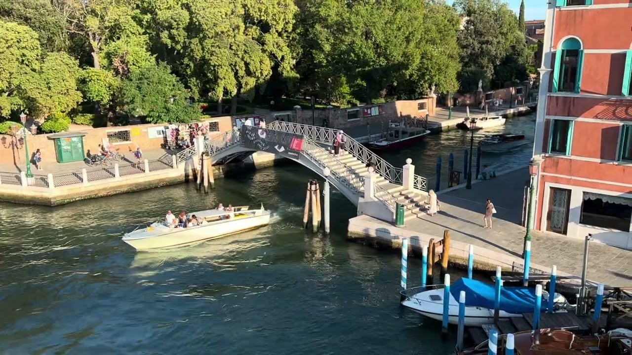 Ponte della Costituzione a modern pedestrian bridge spanning the Grand Canal in Venice,