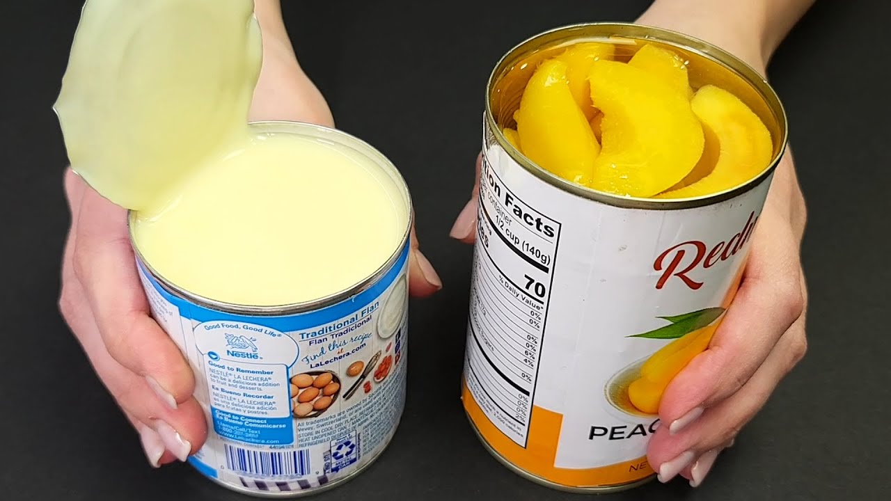 Взбейте сгущенку с персиками! Лучший весений десерт без выпечки!