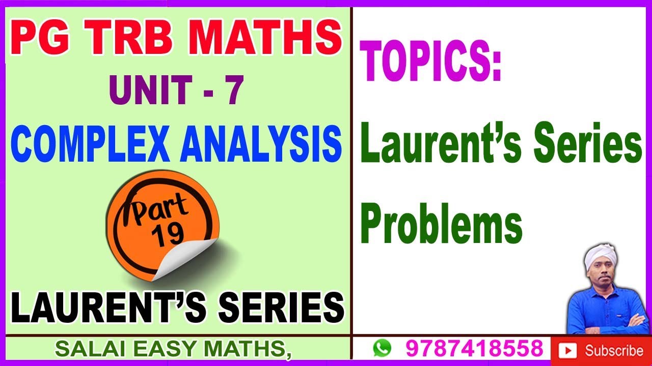 PG TRB MATHS | UNIT 7 | COMPLEX ANALYSIS | PART 19 | LAURENT'S SERIES | SHORTCUT METHODS | PROBLEMS