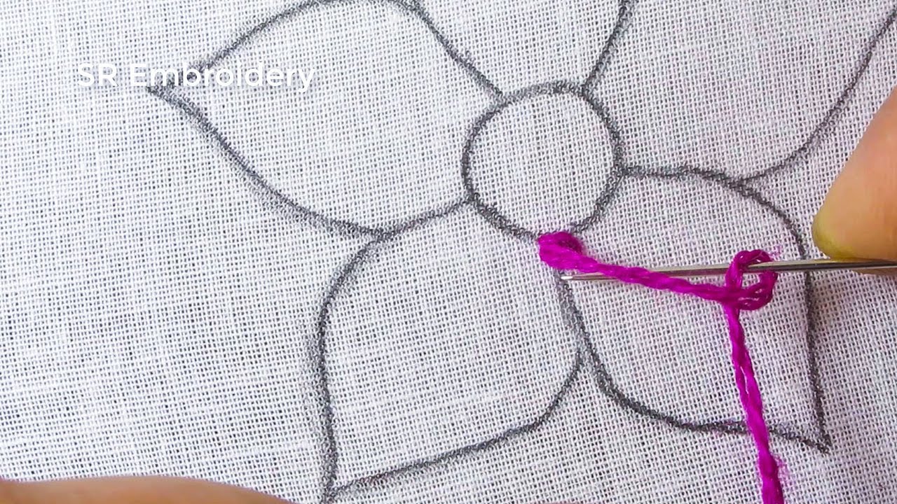 Hand Embroidery Unique Flower design Modern Flower Embroidery Tutorial, Sewing Flower
